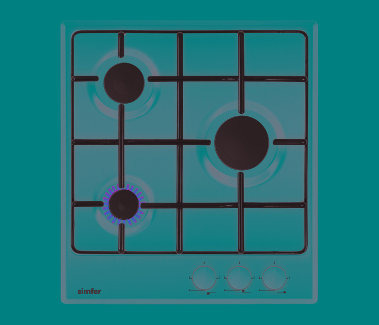 Simfer pliidiplaat Hob H4.300.VGRIM Gas, Number of burners/cooking zones 3, Rotary knobs, Inox,