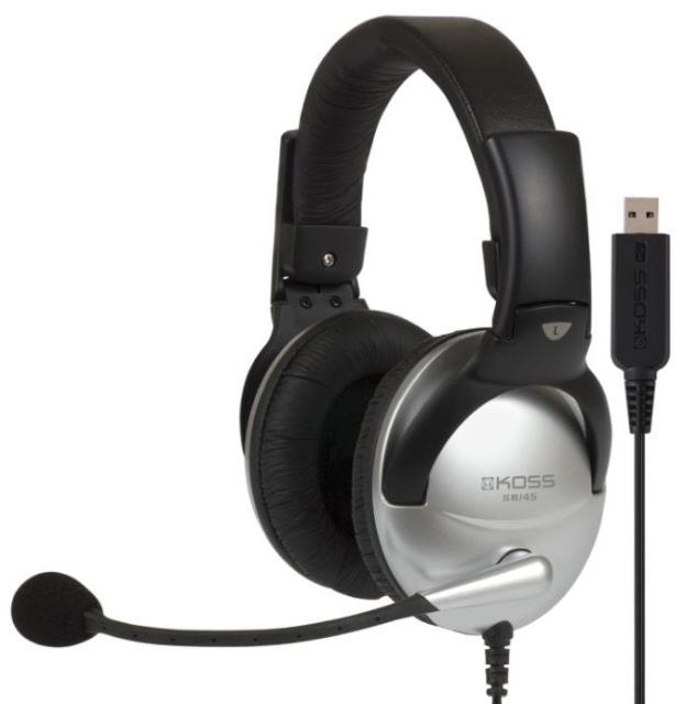 Koss kõrvaklapid Gaming SB45 USB Headband/On-Ear, USB, mikrofon, hõbedane/must, Noice canceling,