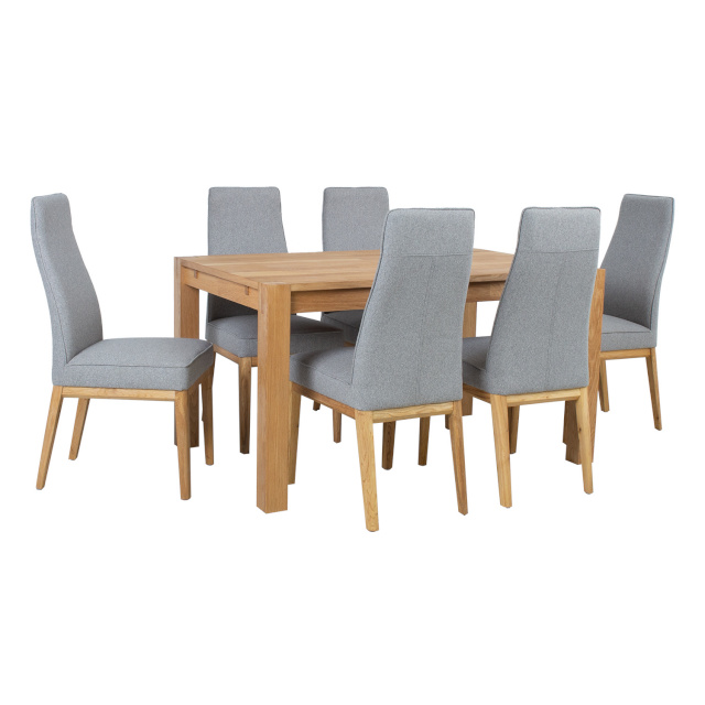 H4Y söögilauakomplekt CHICAGO NEW 6-tooliga (19968) täispuit / MDF tammespooniga, õlitatud