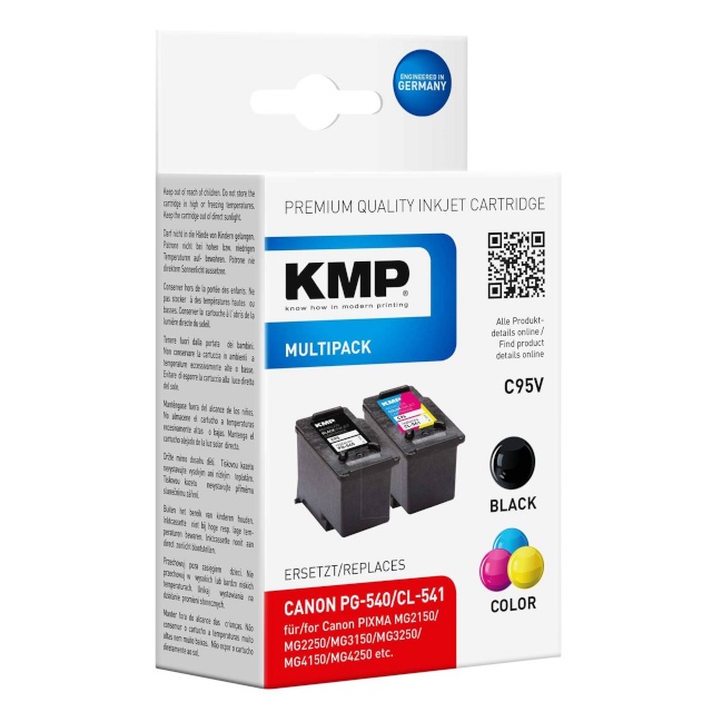 KMP tindikassett C95V Multipack BK/värviline asendustoode: PG-540/CL-541