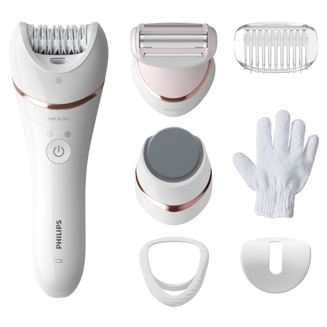 Philips epilaator BRE730/10 Series 8000 Wet & Dry Epilator, roosa/valge