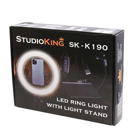 StudioKing LED Vlog Set SK-K190 with Ring Lamp and Microphone Holder