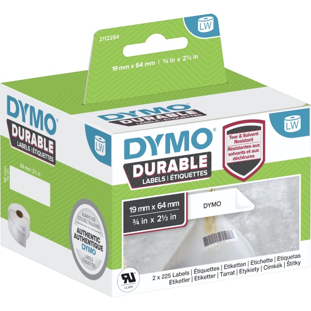 Dymo etikett LW-Kunststoff-Etiketten 19 x 64mm 2x 450 St.