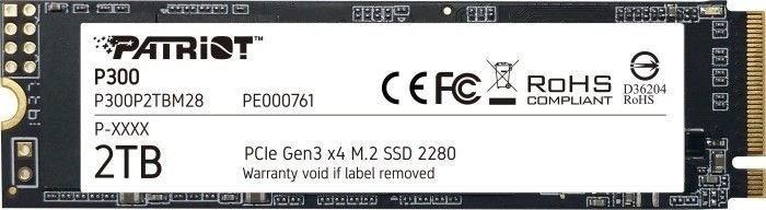 Patriot kõvaketas SSD 2TB P300 M.2 PCIe 2280 2100/1650