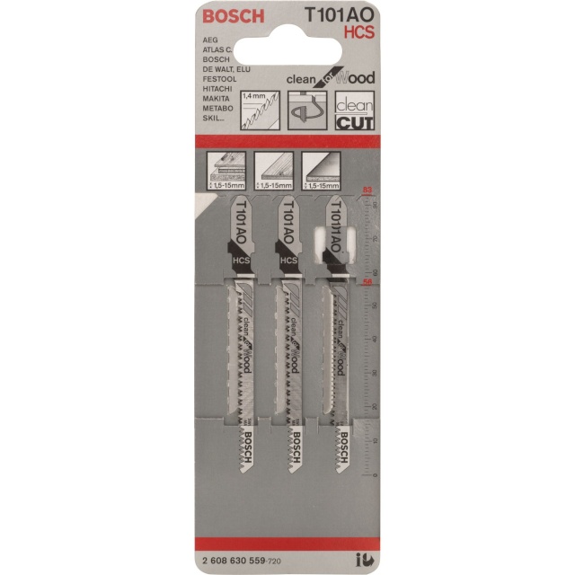Bosch tikksae terade komplekt 3-osaline Jigsaw Blades Kit T 101AO