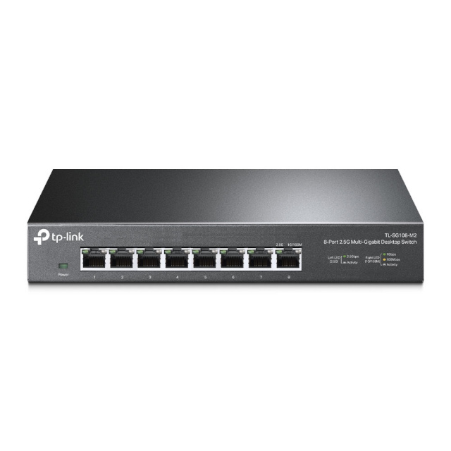 TP-LINK switch TL-SG108-M2 Unmanaged, Desktop, 8x2.5-Gigabit ports, PSU external, Steel case