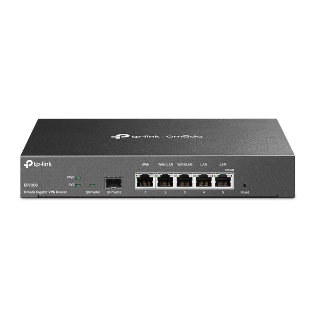 TP-LINK ruuter TL-ER7206 SafeStream Multi-WAN VPN 1× 10/100/1000 SFP WAN Port, 1× 10/100/1000 RJ45 WAN Port, 2× 10/100/1000 WAN/LAN RJ45 Por