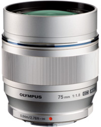 Olympus objektiiv M.Zuiko Digital ED 75mm F1.8 hõbedane