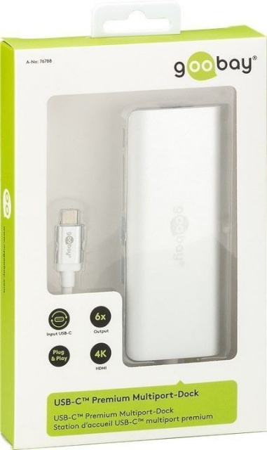 Goobay dokkimisalus Goobay USB-C Premium Multiport-Dock 76788 hõbedane