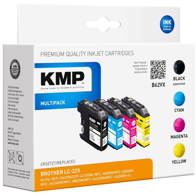 KMP tindikassett Brother LC-223VAL Multipack 4x550 S. B62VX