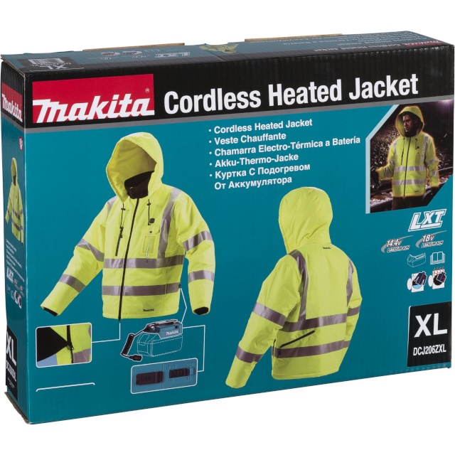 Makita aku toitega termojakk DCJ206Z Gr. XL kollane Akku Thermo Jacket