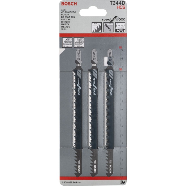 Bosch tikksae terade komplekt 3-osaline Jigsaw Blades Kit T344D