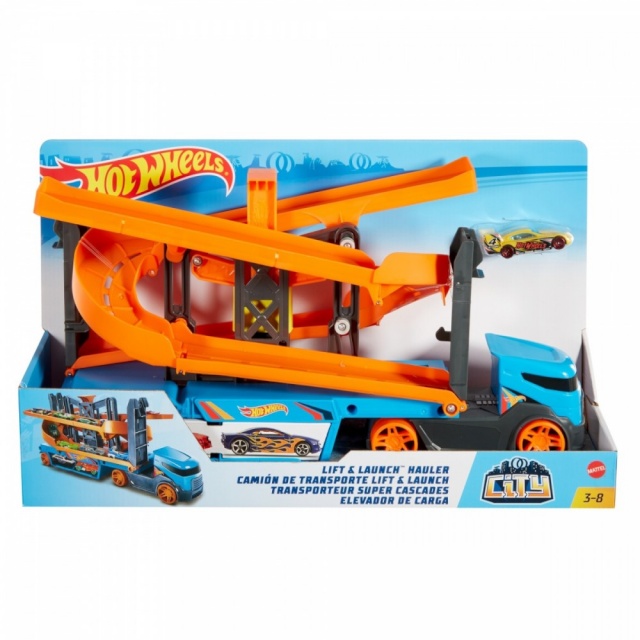 Hot Wheels mängukomplekt Mega Action Transporter Lift & Launch Hauler (GNM62)