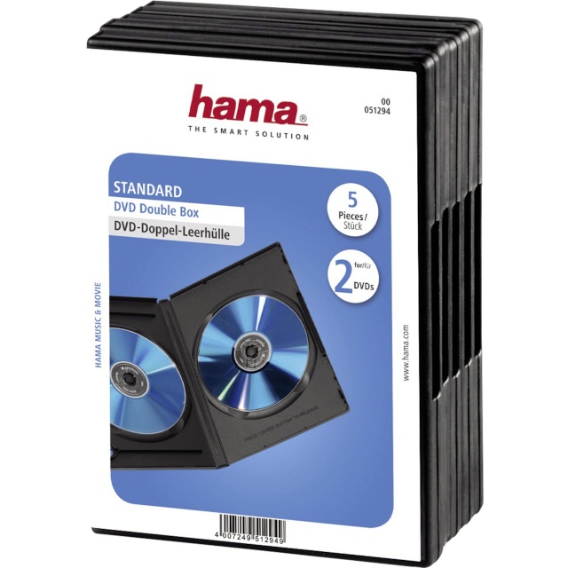 Hama karbid DVD-Double Jewel Case must, 5tk (51294)