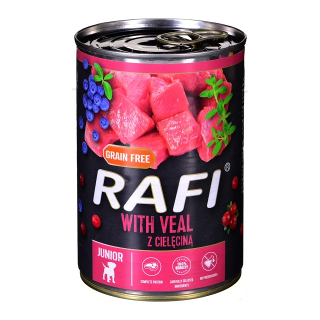 Dolina Noteci märgtoit koerale Rafi Junior Pate with veal, cranberry, and blueberry - Wet Dog Food 400g