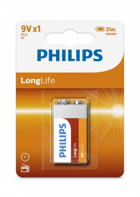 Philips patarei 6F22 9V LONGLIFE