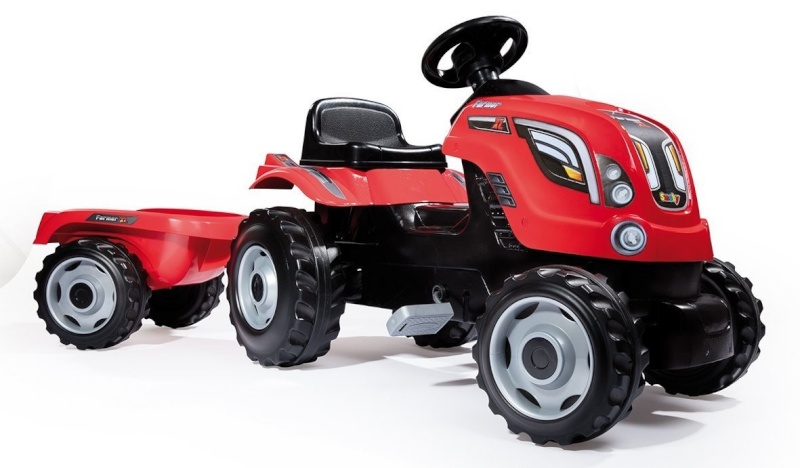 Smoby pedaalidega traktor Farmer XL + käru, punane