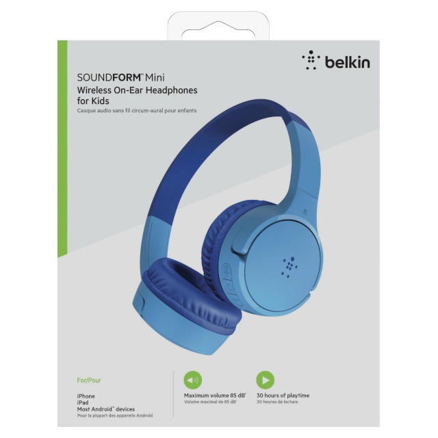 Belkin juhtmeta kõrvaklapid Belkin Soundform Mini-On-Ear Kids Headphone sinine AUD002btBL