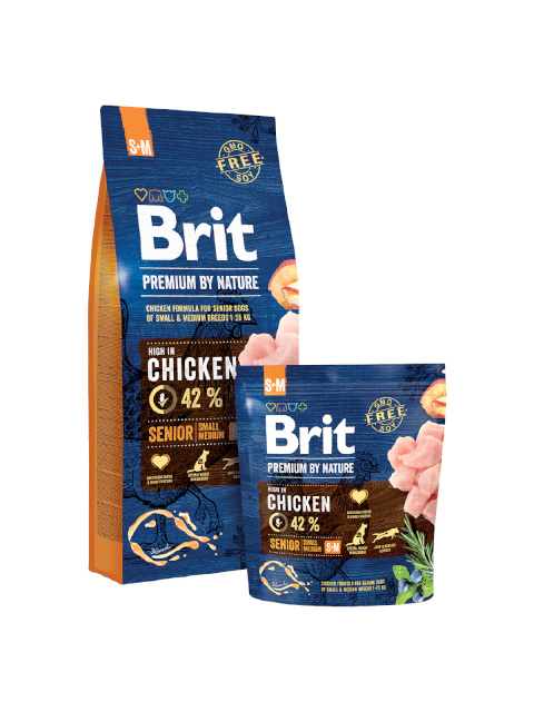 Brit kuivtoit koerale Premium by Nature Senior S+M 15kg Apple, Chicken, Corn