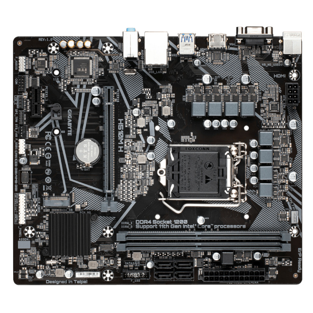 Gigabyte emaplaat H510M H, Intel, LGA1200, DDR4, mATX