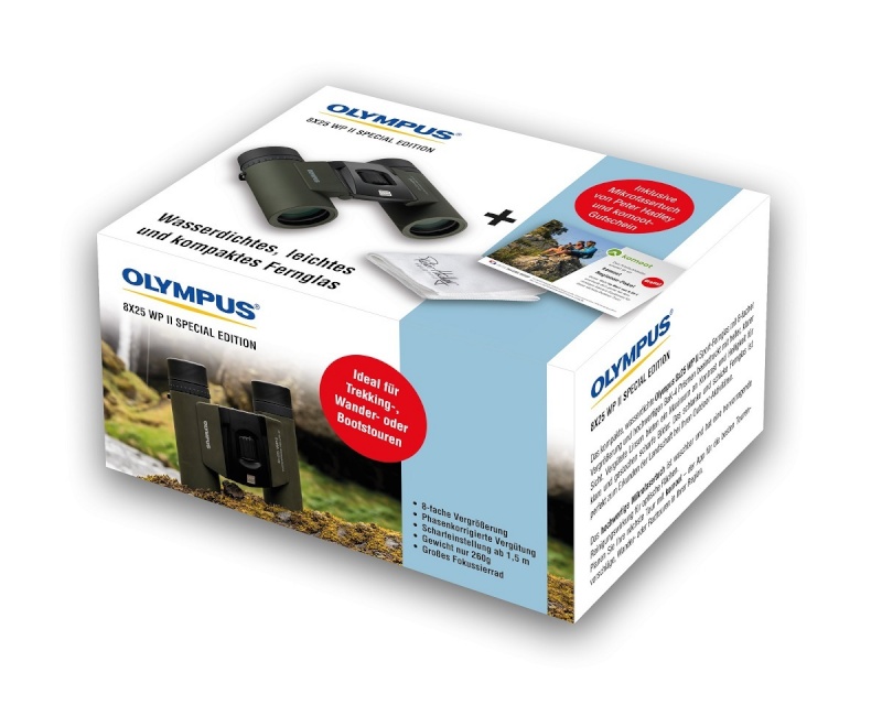 Olympus binokkel 8x25 WP II Special Edition, roheline + puhastuslapp