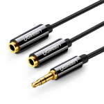 UGREEN audiokaabel AUX audio splitter 3.5mm jack cable AV123, 25cm (Black)