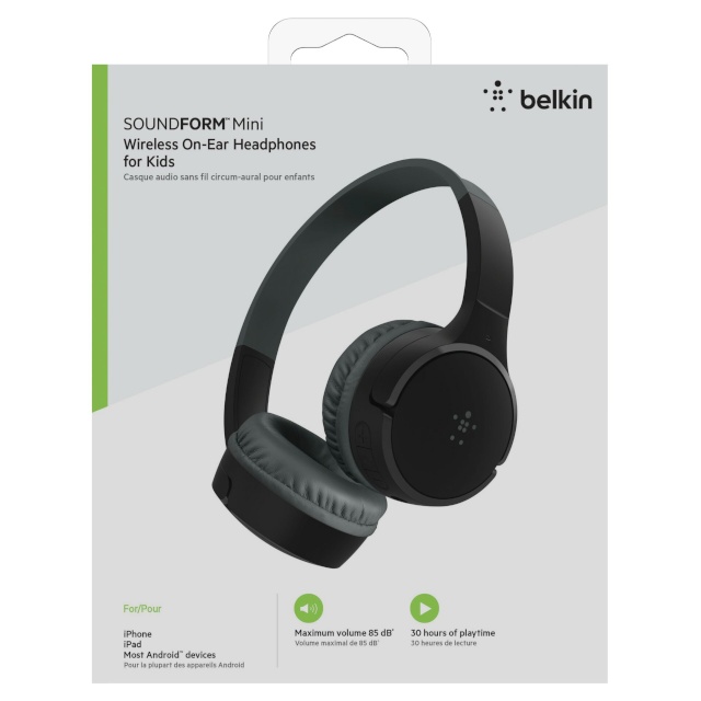 Belkin juhtmeta kõrvaklapid Belkin Soundform Mini-On-Ear Kids Earphone must AUD002btBK