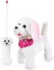 Jamara puldiga juhitav mängukoer Trixi RC Plush Dog, valge/roosa 27MHz