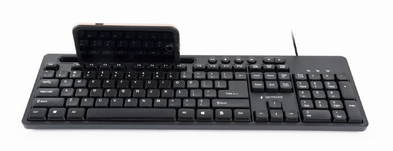 Gembird klaviatuur Multimedia keyboard with phone stand KB-UM-108	 USB Keyboard, Wired, US, must