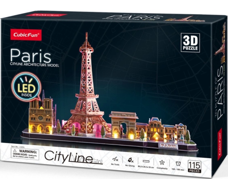 Cubic Fun 3D pusle LED City Line Paris, 115-osaline