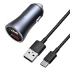 Baseus autolaadija Golden Contactor Pro, 2x USB, QC SCP, 40W + cable USB to USB-C 1m (gray)