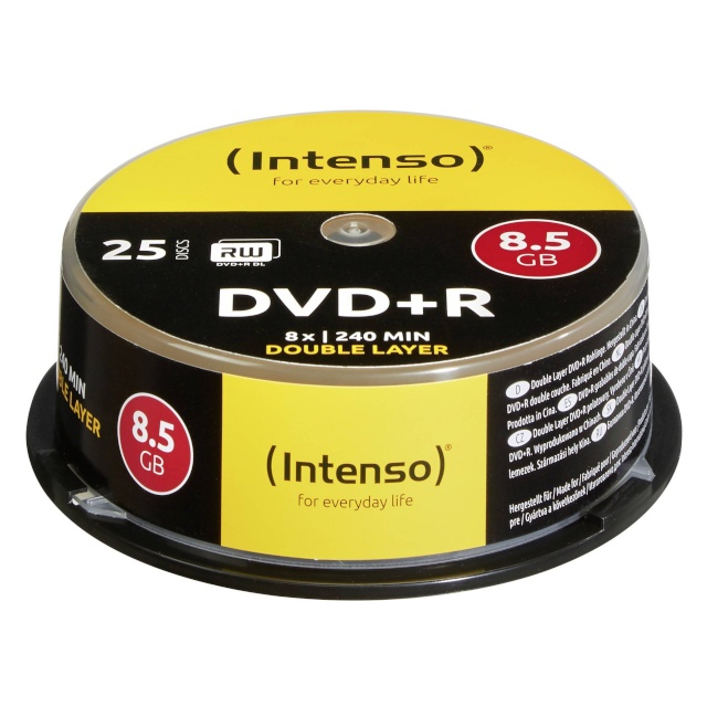 Intenso toorikud 1x25 DVD+R 8,5GB 8x Speed, Double Layer Cakebox