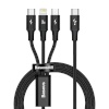 Baseus laadimiskaabel Rapid Series 3-in-1 cable USB-C For M+L+T 20W 1.5m Black