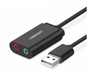 UGREEN väline helikaart External USB audio card 15cm (Black)