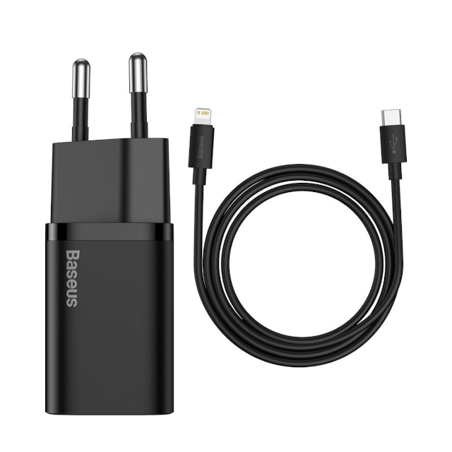 Baseus laadija Super Si Quick Charger 1C 20W with USB-C Cable for Lightning 1m, must