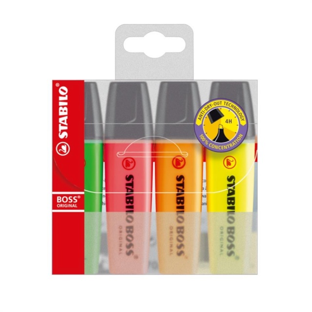 Stabilo tekstimarker, BOSS ORIGINAL, 4 tk, neoon