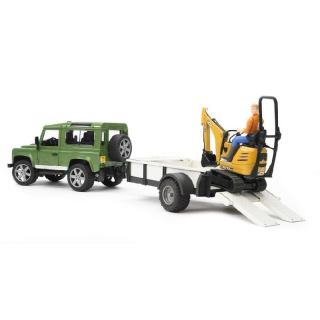 Bruder Land Rover Defender with Trailer, CAT and Man 02593