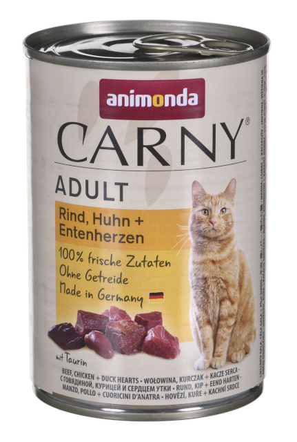 Animonda kassitoit Carny Adult Beef. chicken and duck hearts 400g