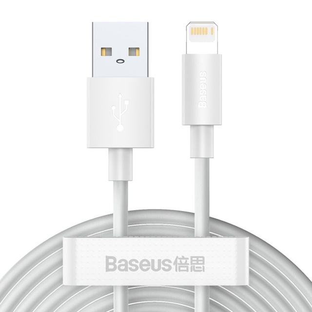 Baseus laadimiskaabel Simple Wisdom Data Cable Kit USB to Lightning 2.4A (2PCS/Set）1.5m valge
