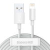 Baseus laadimiskaabel Simple Wisdom Data Cable Kit USB to Lightning 2.4A (2PCS/Set）1.5m valge