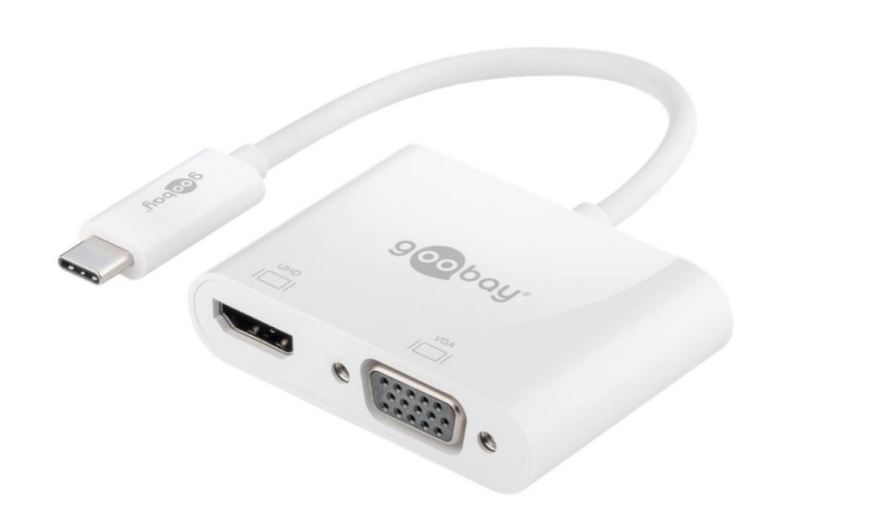 Goobay dokkimisalus USB-C Multiport Adapter HDMI+VGA 52430 valge