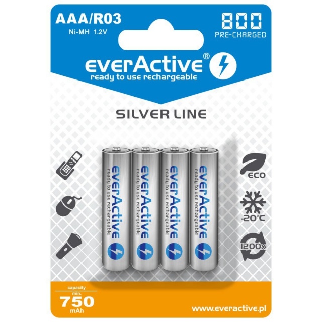 everActive patarei R03/AAA 800 mAh Blister 4 tk