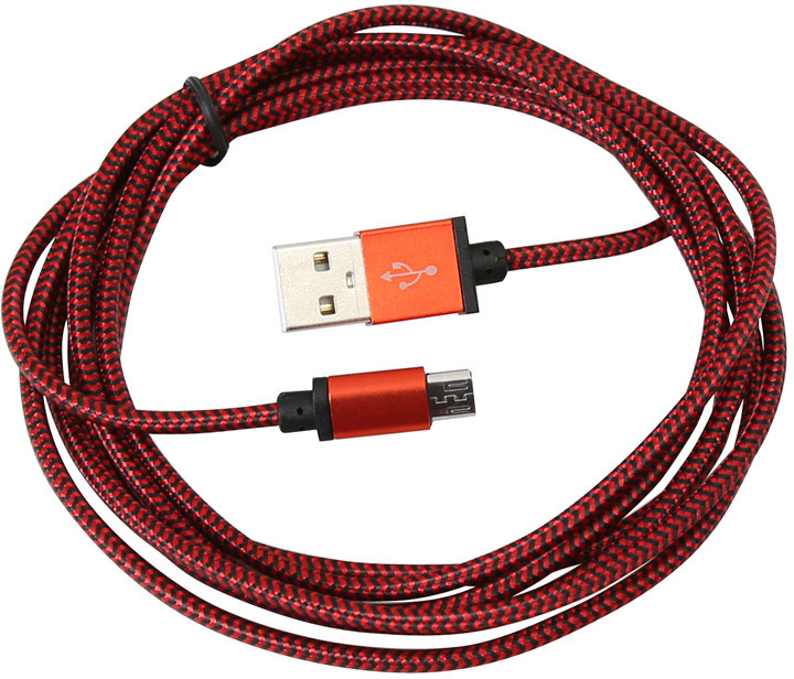 Platinet kaabel microUSB 2m punutud, punane