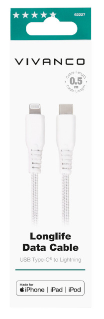 Vivanco kaabel USB-C - Lightning 0,5m, valge (62227)
