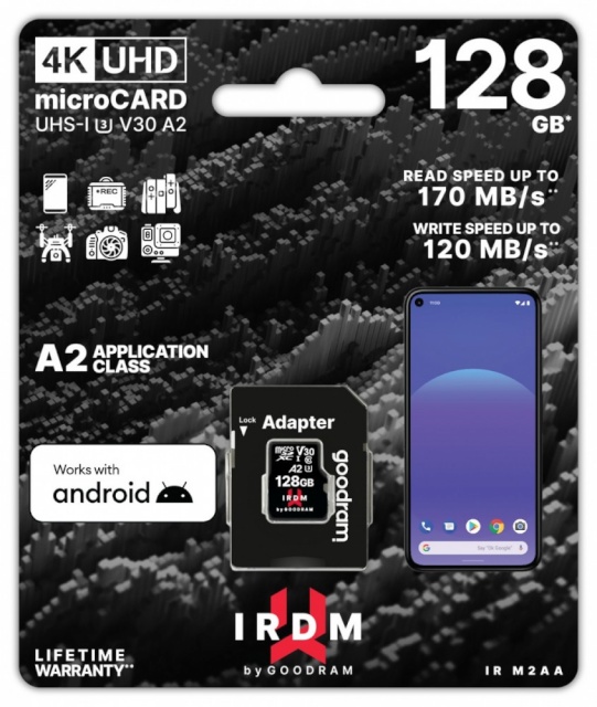 Goodram mälukaart microSDXC IRDM 128GB UHS-I U3 A2 + adapter