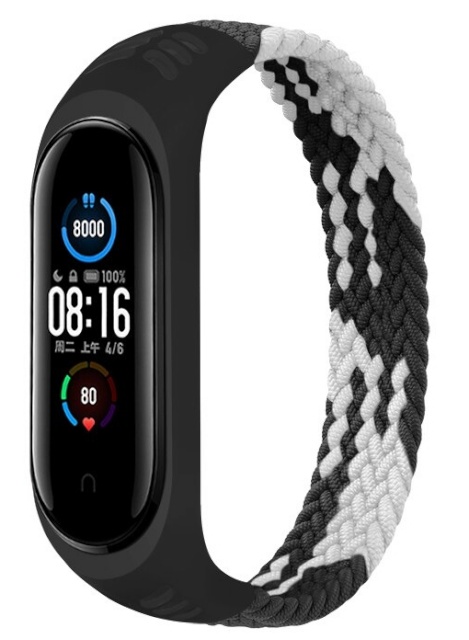 Randmerihm Solo Loop Nylon Braided Band (Mi Band 6/5/4) XS 140-150mm, must/valge  