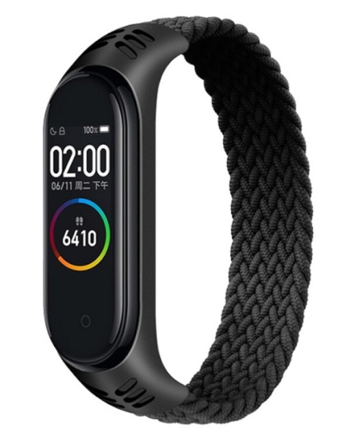 Randmerihm Solo Loop Nylon Braided Band (Mi Band 6/5/4) XS 140-150mm, must