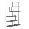 H4Y Riiul SEAFORD 114x35xH185cm, 5-ne, riiulid: must saare melamiin, raam: must metall, asymmetric