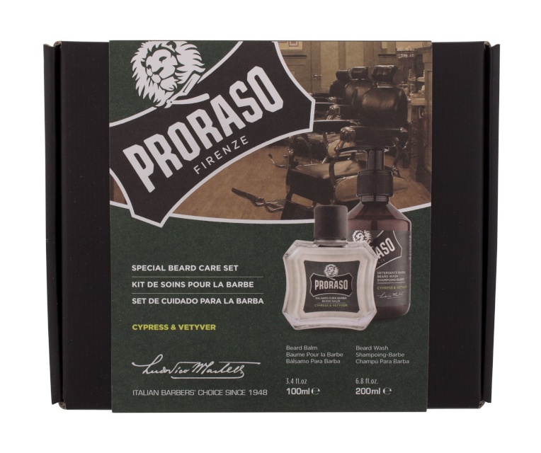 Proraso habemehoolduskomplekt  Beard Shampoo Cypress & Vetyver 200ml + Beard Oil Cypress & Vetyver 100ml, meestele