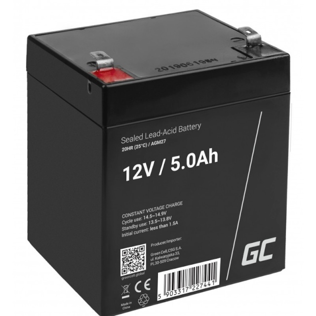 Green Cell patarei AGM 12V 5Ah